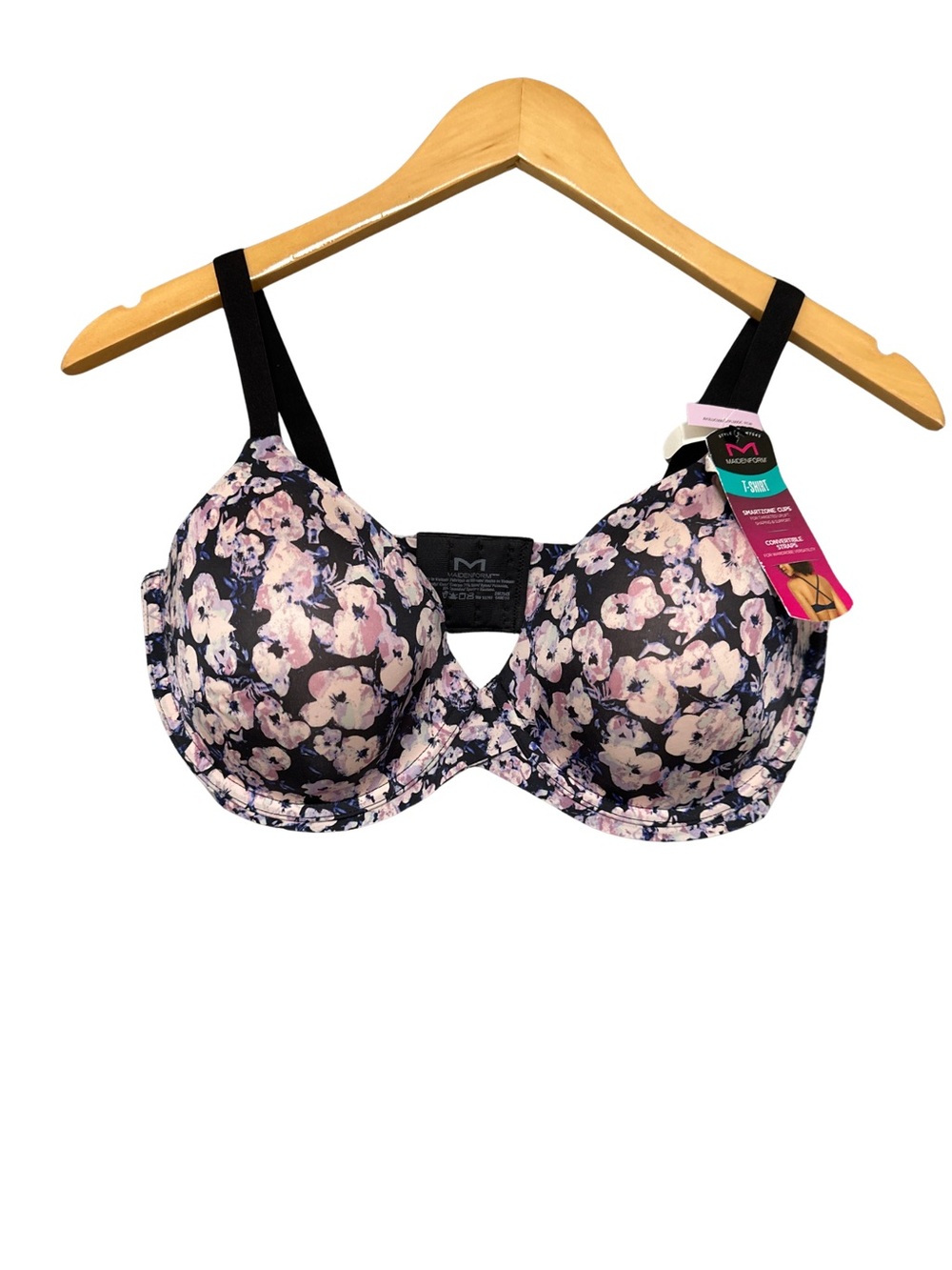 Maidenform Black Bra With Floral Print
